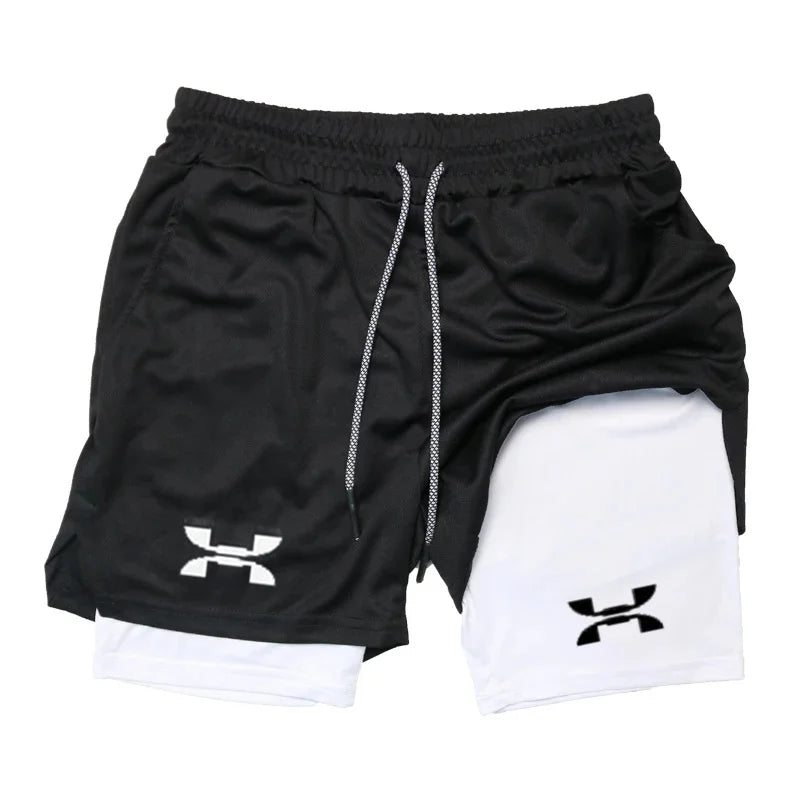 Men's 2-in-1 Running Shorts - Quick Dry Gym Sports Training Shorts