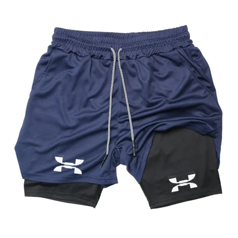 Men's 2-in-1 Running Shorts - Quick Dry Gym Sports Training Shorts