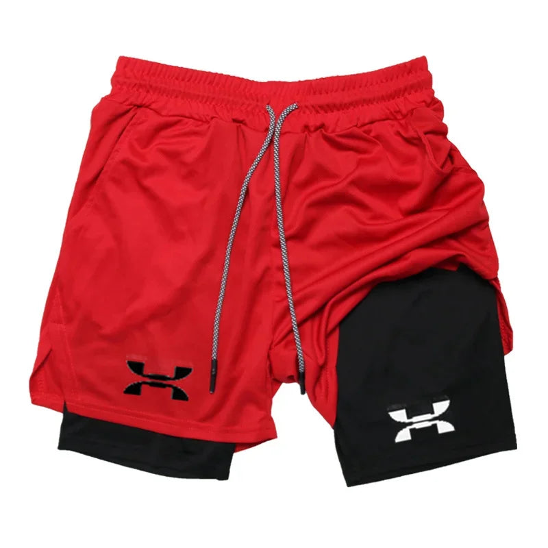 Men's 2-in-1 Running Shorts - Quick Dry Gym Sports Training Shorts