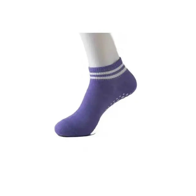 Women's Non-Slip Grip Socks - Pilates, Running, Yoga & Workout Socks with Double Stripes