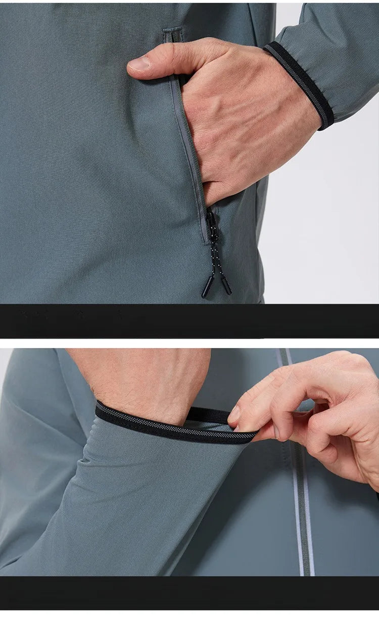 Men's Quick-Dry Breathable Sportswear Set – Hooded 2-Piece with Pockets