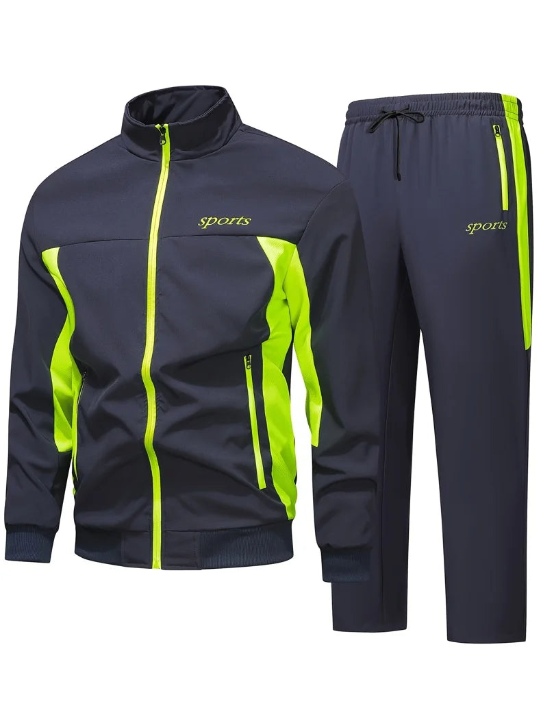Men's Zip-Up Hooded Tracksuit – Two-Piece Jogging Set