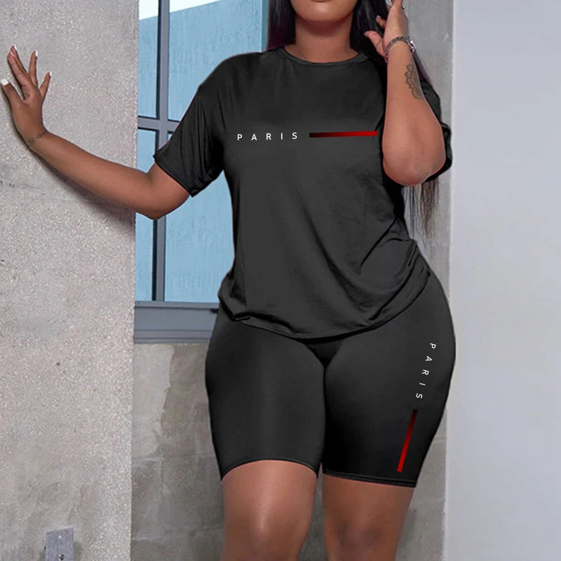 Women's Casual Summer Tracksuit – Short Sleeve T-Shirt & Shorts Two-Piece Set