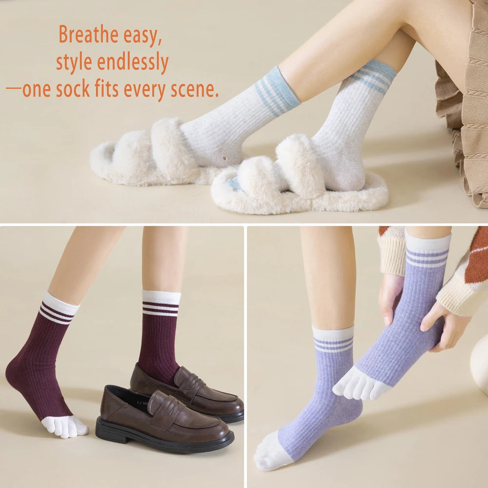 Women's Five Finger Toe Socks – Cotton Blend Running & Casual Socks