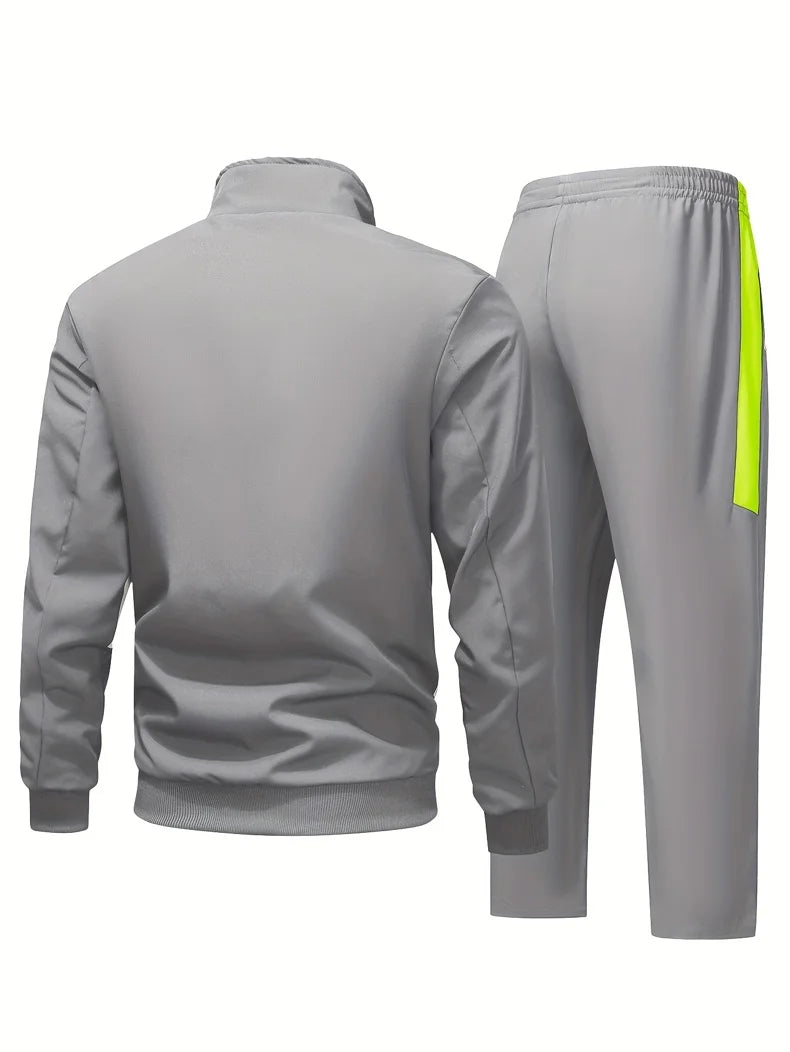 Men's Zip-Up Hooded Tracksuit – Two-Piece Jogging Set