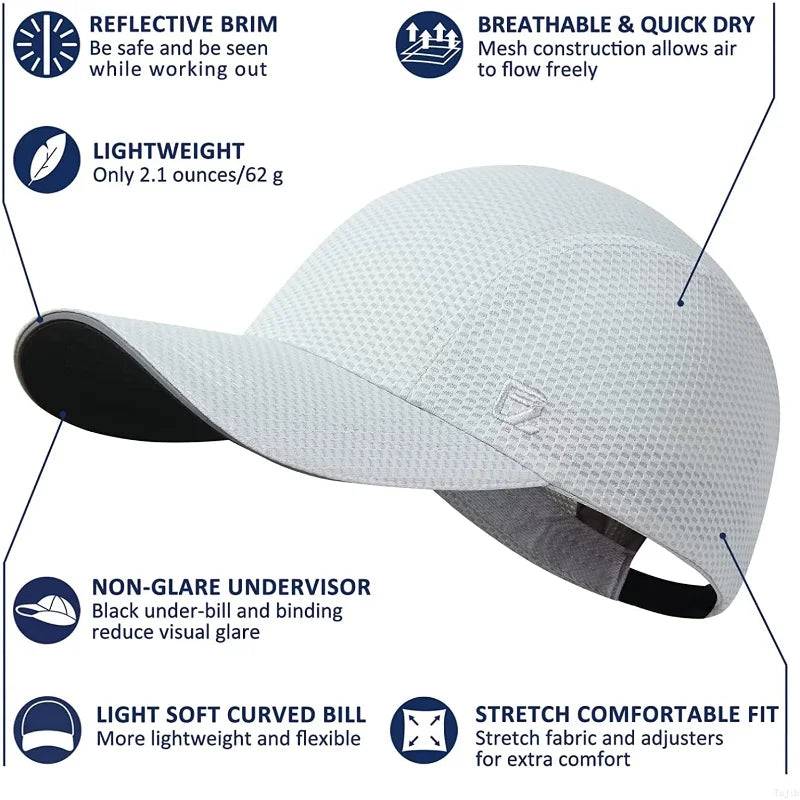 Women's Lightweight Running Hat - Breathable Mesh Cap with Reflective Trim