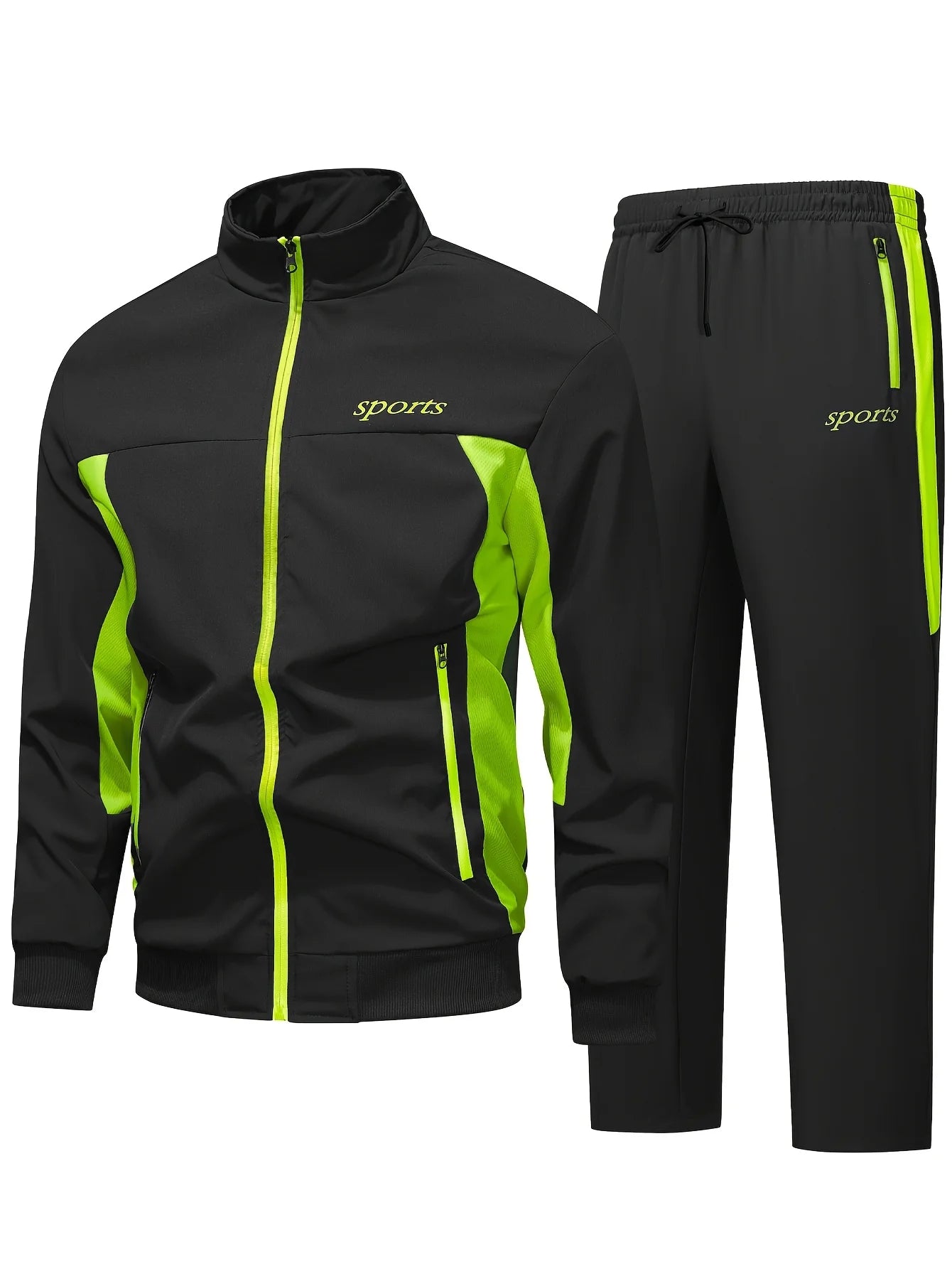 Men's zip-up hooded tracksuit with matching sweatpants, casual fit for running & jogging – great value | Jog4less