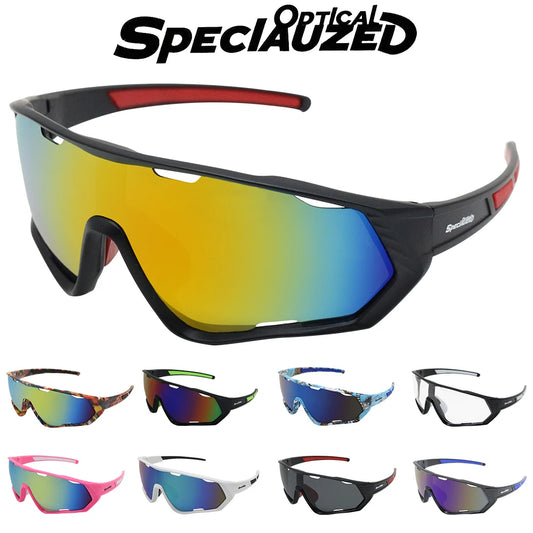 Lightweight UV400 sports sunglasses for running and cycling, unisex fit, available in 8 colours"