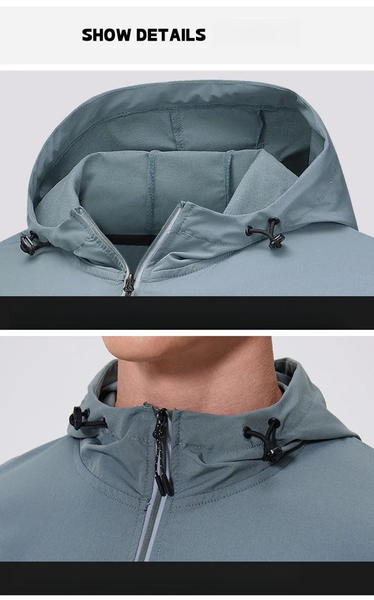 Men's Quick-Dry Breathable Sportswear Set – Hooded 2-Piece with Pockets