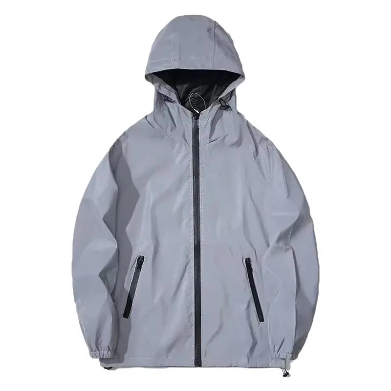 Men's Reflective Running Jacket - High-Visibility Hooded Jacket for Night Running & Cycling