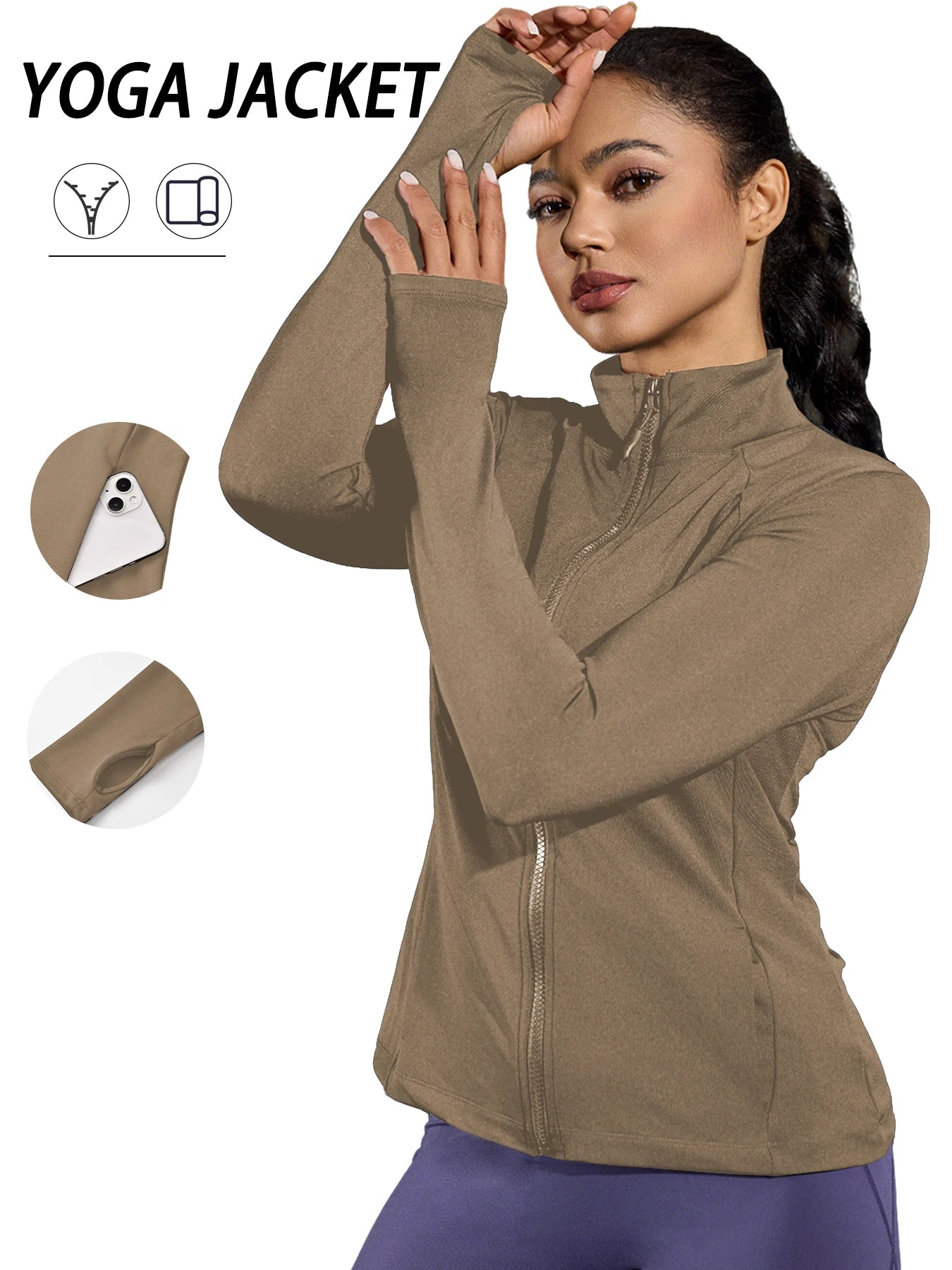 Women's Full Zip Running Jacket with Thumb Holes