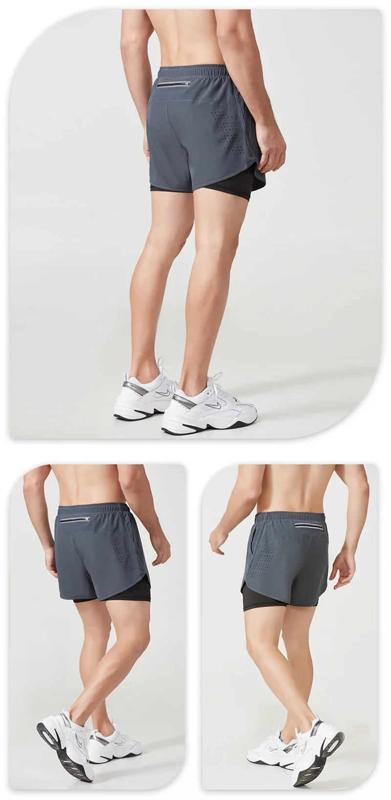 Men's 2-in-1 Running Shorts - Quick Dry Double Layer Bodybuilding Shorts