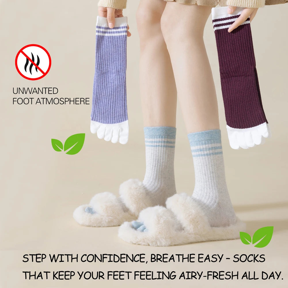 Women's Five Finger Toe Socks – Cotton Blend Running & Casual Socks