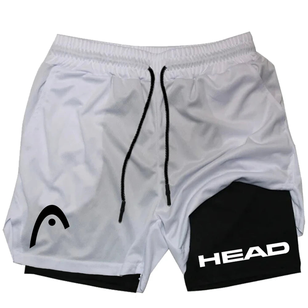 Men's 2-in-1 Compression Running Shorts - Quick Dry Double Layer Fitness Shorts