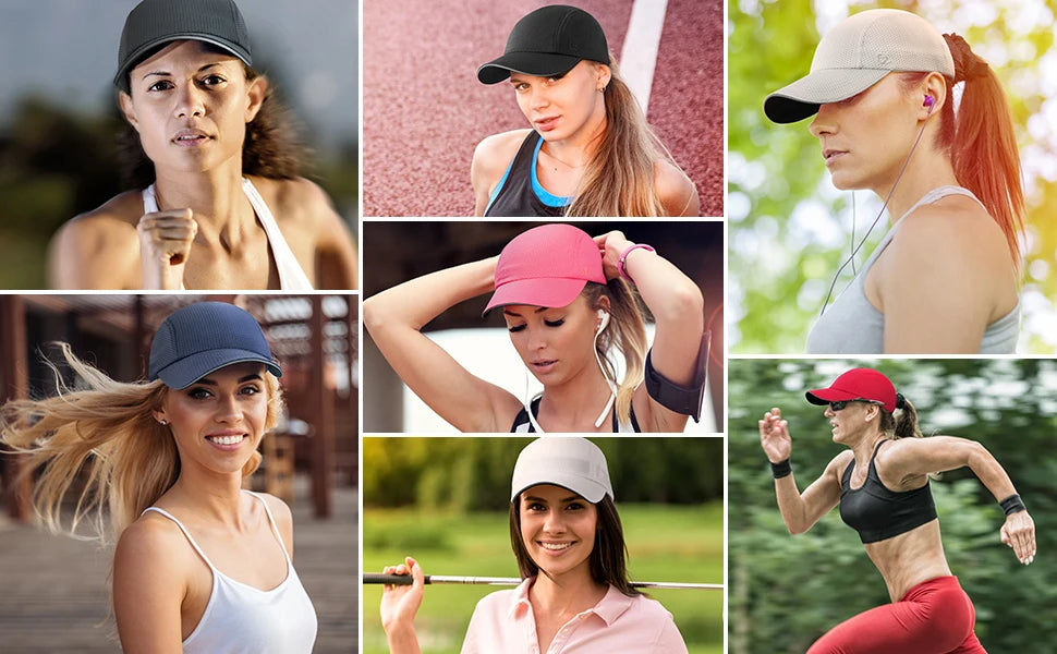Women's Lightweight Running Hat - Breathable Mesh Cap with Reflective Trim