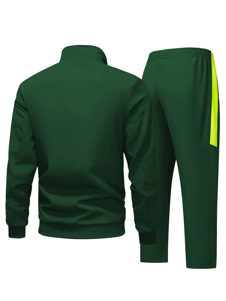 Men's Zip-Up Hooded Tracksuit – Two-Piece Jogging Set
