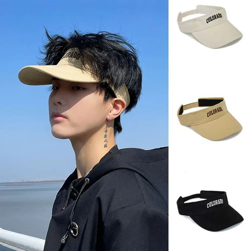 Lightweight running sun visor with UV protection and empty top design"