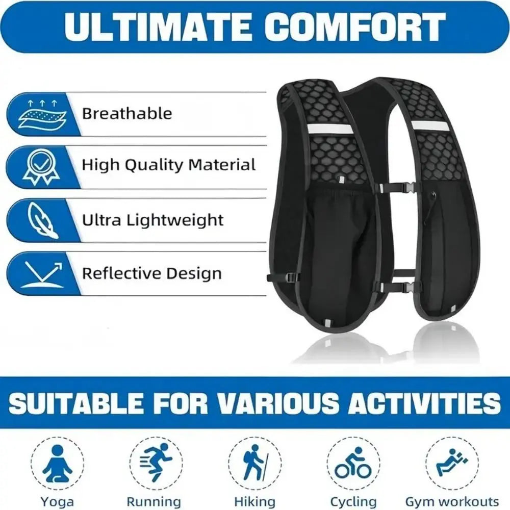 Reflective Running Vest - Waterproof Hydration Pack for Running, Hiking & Cycling