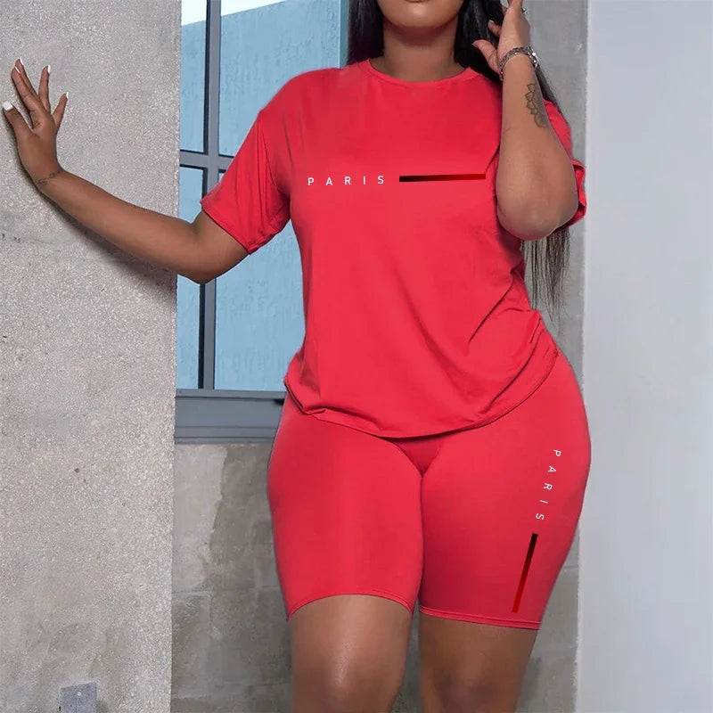 Women's Casual Summer Tracksuit – Short Sleeve T-Shirt & Shorts Two-Piece Set