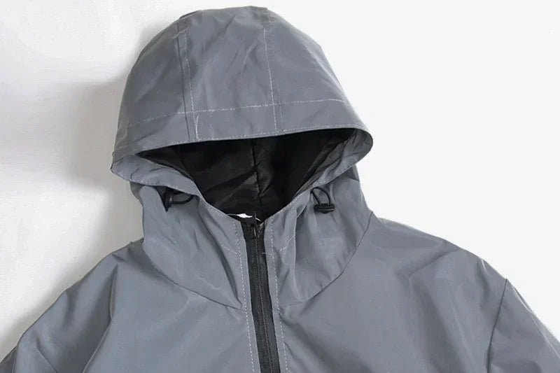 Men's Reflective Running Jacket - High-Visibility Hooded Jacket for Night Running & Cycling