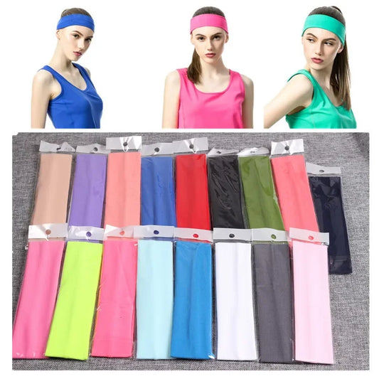 Woman wearing canvas running headband sports sweatband