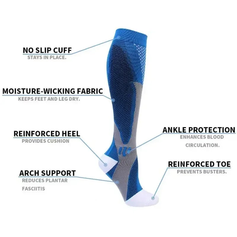 Medical Compression Socks - Athletic Support for Running, Travel & Cycling