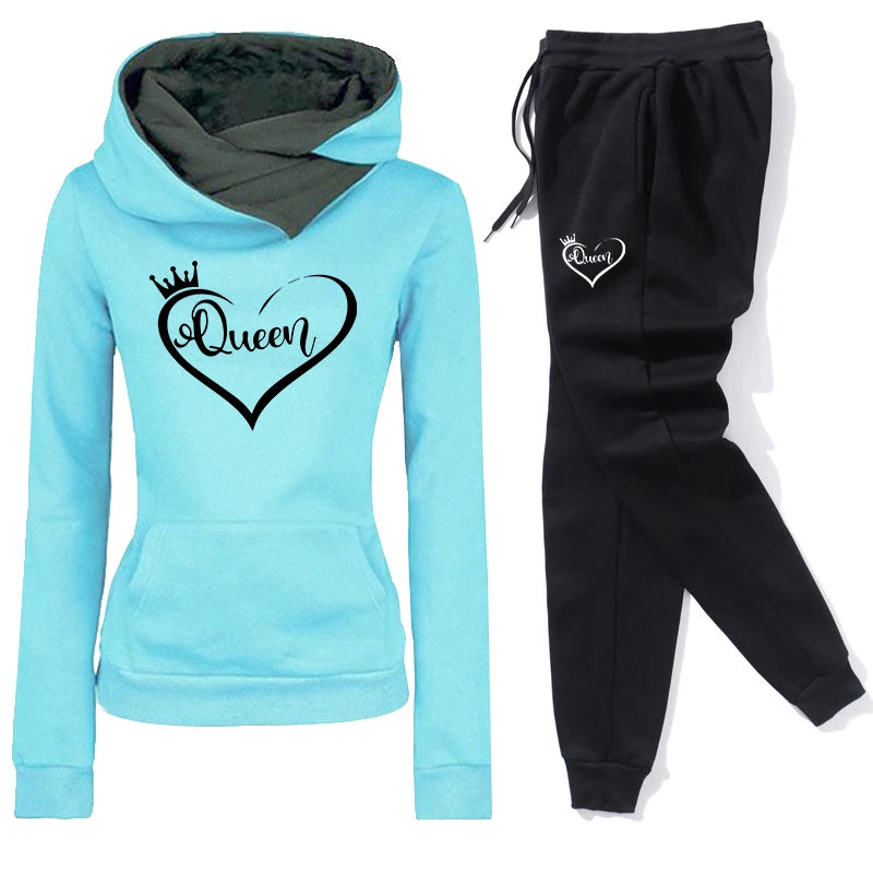 Women's Hooded Pullover Tracksuit – Full Length Casual Jogger Set