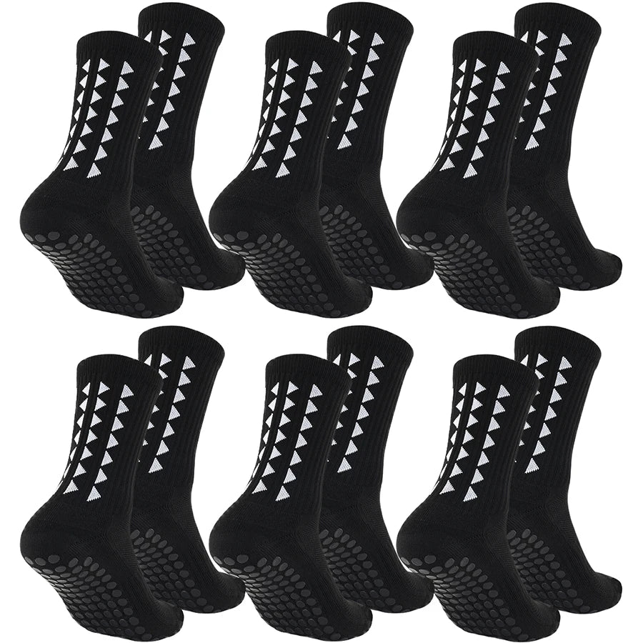 Men's & Women's Grip Socks 6-Pack - Non-Slip Athletic Socks for Running & Sports