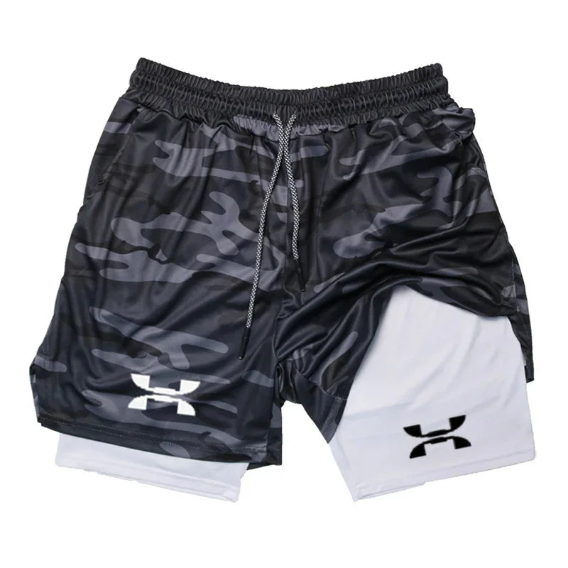 Men's 2-in-1 Running Shorts - Quick Dry Gym Sports Training Shorts
