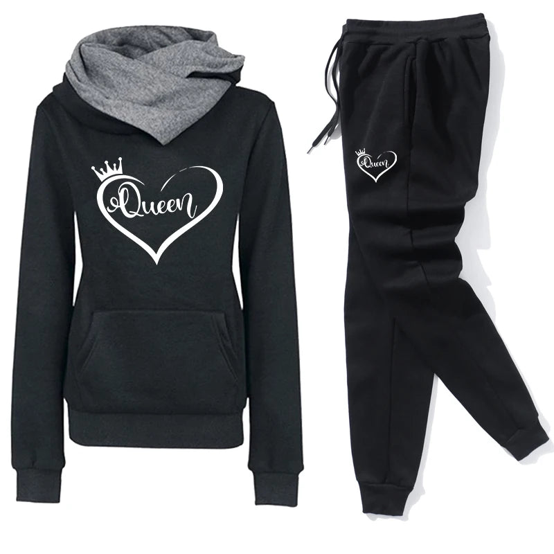 Women's Hooded Pullover Tracksuit – Full Length Casual Jogger Set