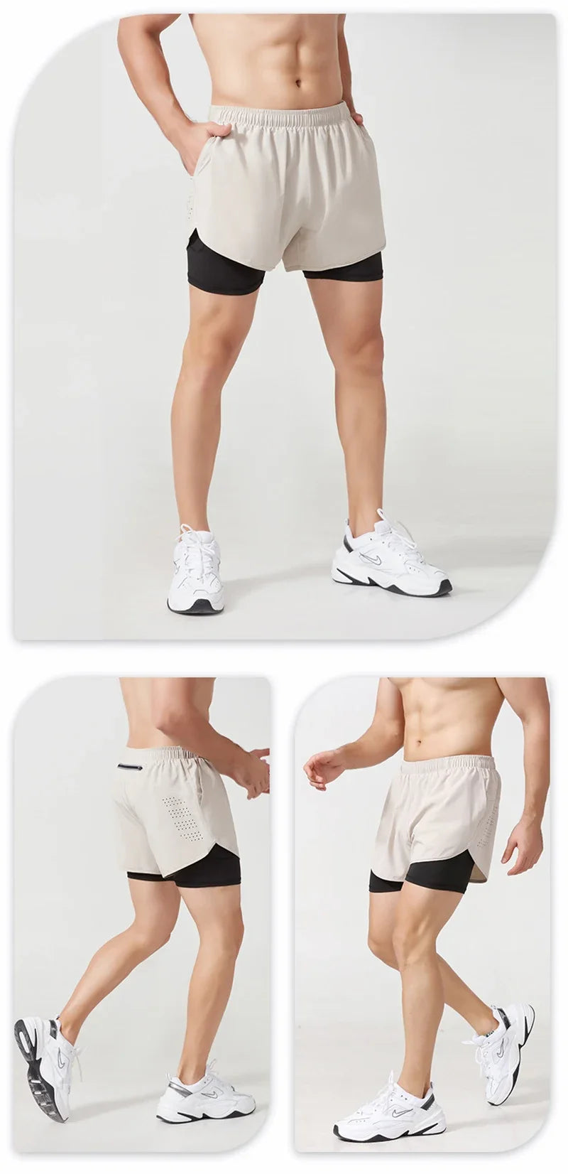Men's 2-in-1 Running Shorts - Quick Dry Double Layer Bodybuilding Shorts