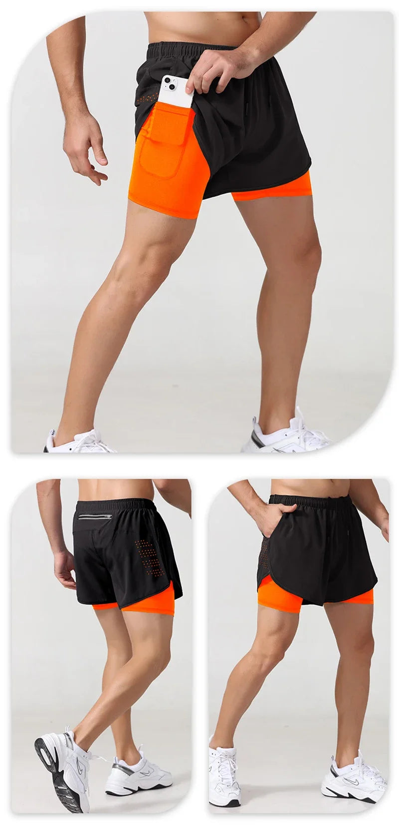 Men's 2-in-1 Running Shorts - Quick Dry Double Layer Bodybuilding Shorts