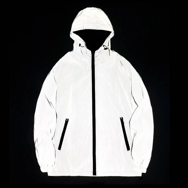 Men's Reflective Running Jacket - High-Visibility Hooded Jacket for Night Running & Cycling