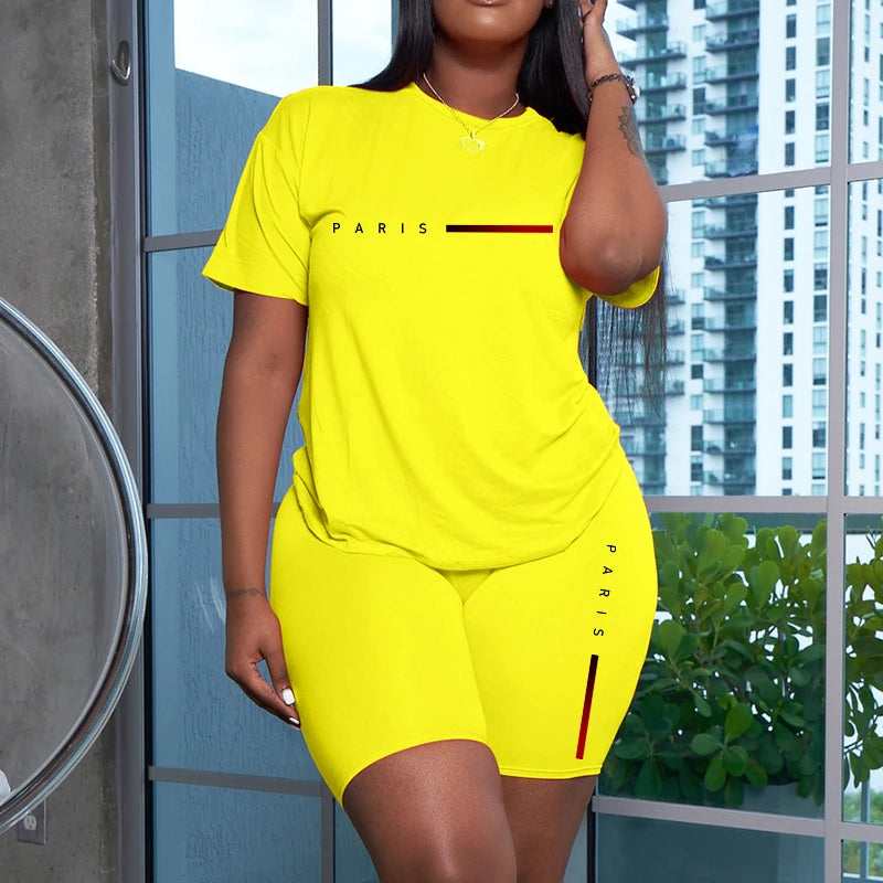 Women's Casual Summer Tracksuit – Short Sleeve T-Shirt & Shorts Two-Piece Set