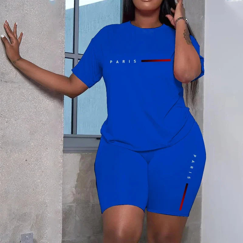 Women's Casual Summer Tracksuit – Short Sleeve T-Shirt & Shorts Two-Piece Set