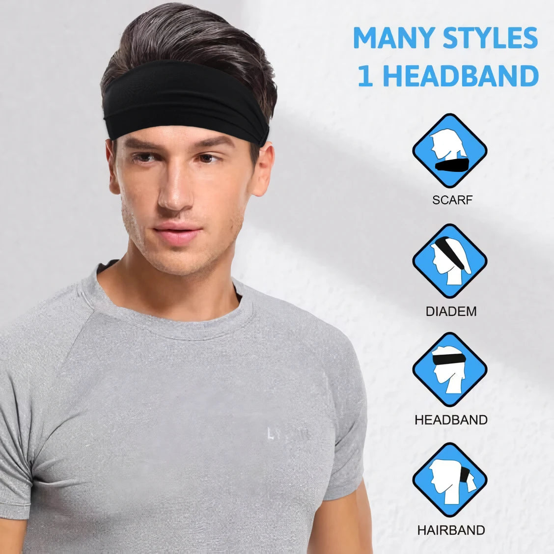 Elastic Running Headband - Soft Sweatband for Gym & Fitness