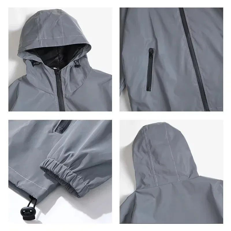 Men's Reflective Running Jacket - High-Visibility Hooded Jacket for Night Running & Cycling