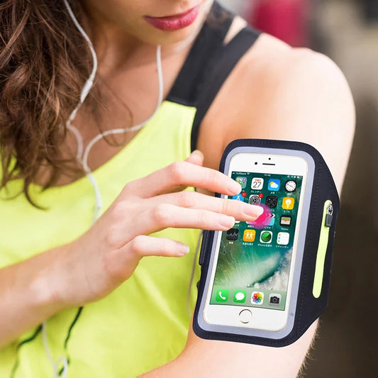 Waterproof running armband with touchscreen window for phone protection"