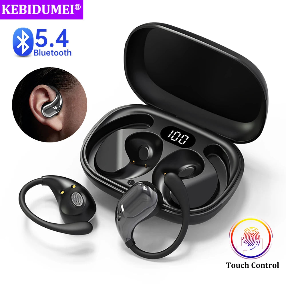 Bluetooth 5.4 ear hook earbuds with waterproof design, HiFi sound and LED battery display – perfect for running | Jog4less