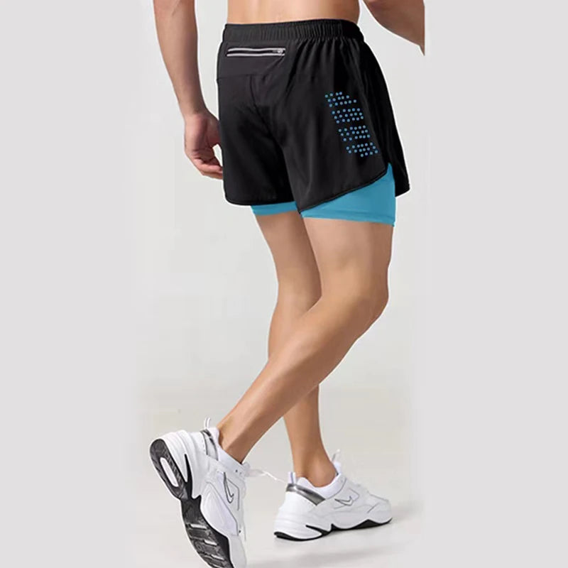 Men's 2-in-1 Running Shorts - Double Layer Gym Shorts with Inner Compression