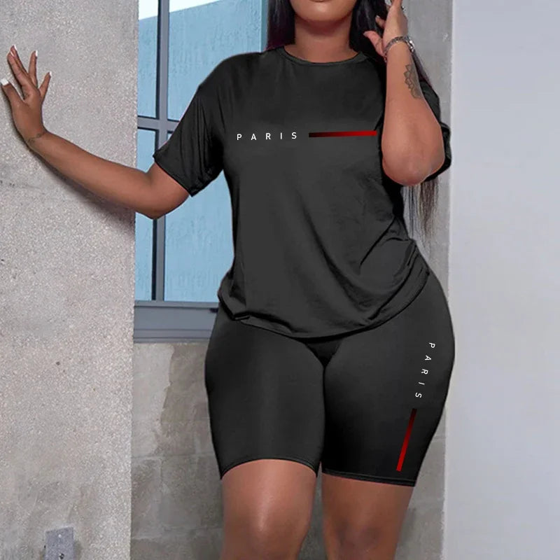 Women's Casual Summer Tracksuit – Short Sleeve T-Shirt & Shorts Two-Piece Set