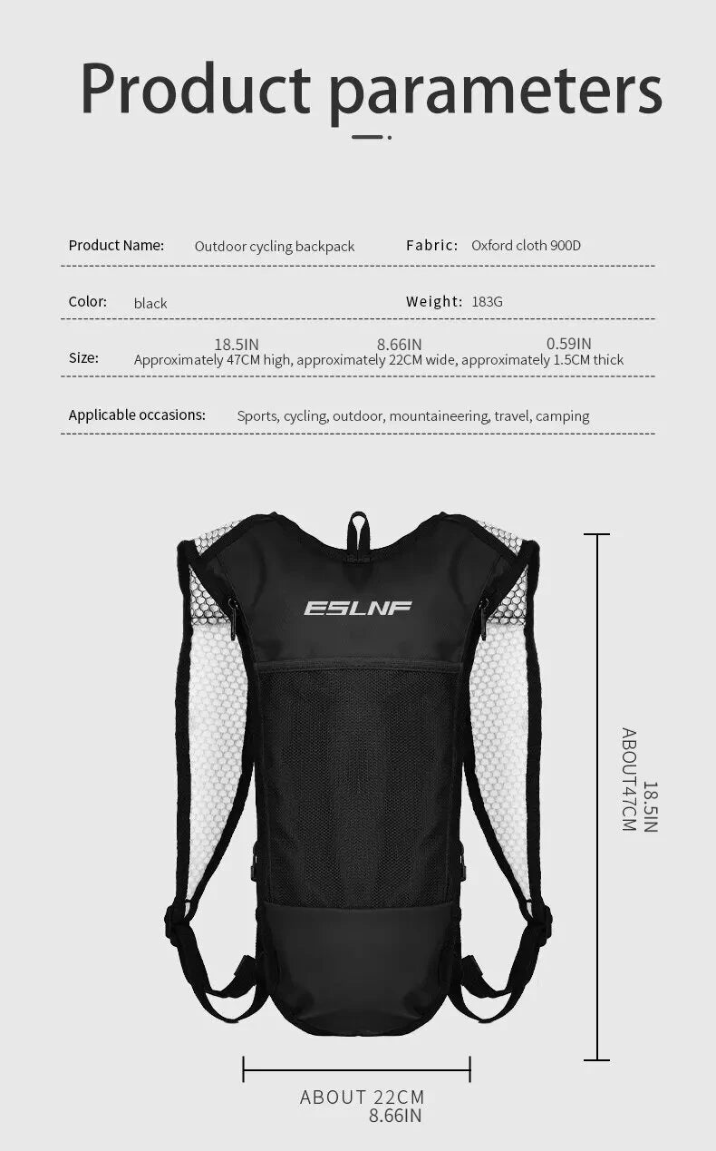 Hydration Backpack for Running, Cycling & Hiking - Lightweight Water Pack