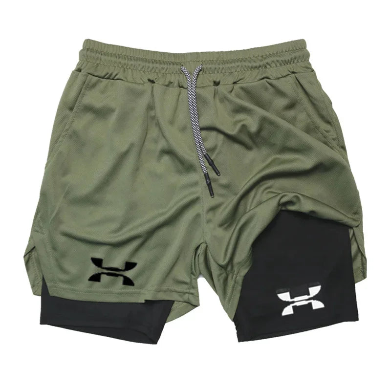 Men's 2-in-1 Running Shorts - Quick Dry Gym Sports Training Shorts