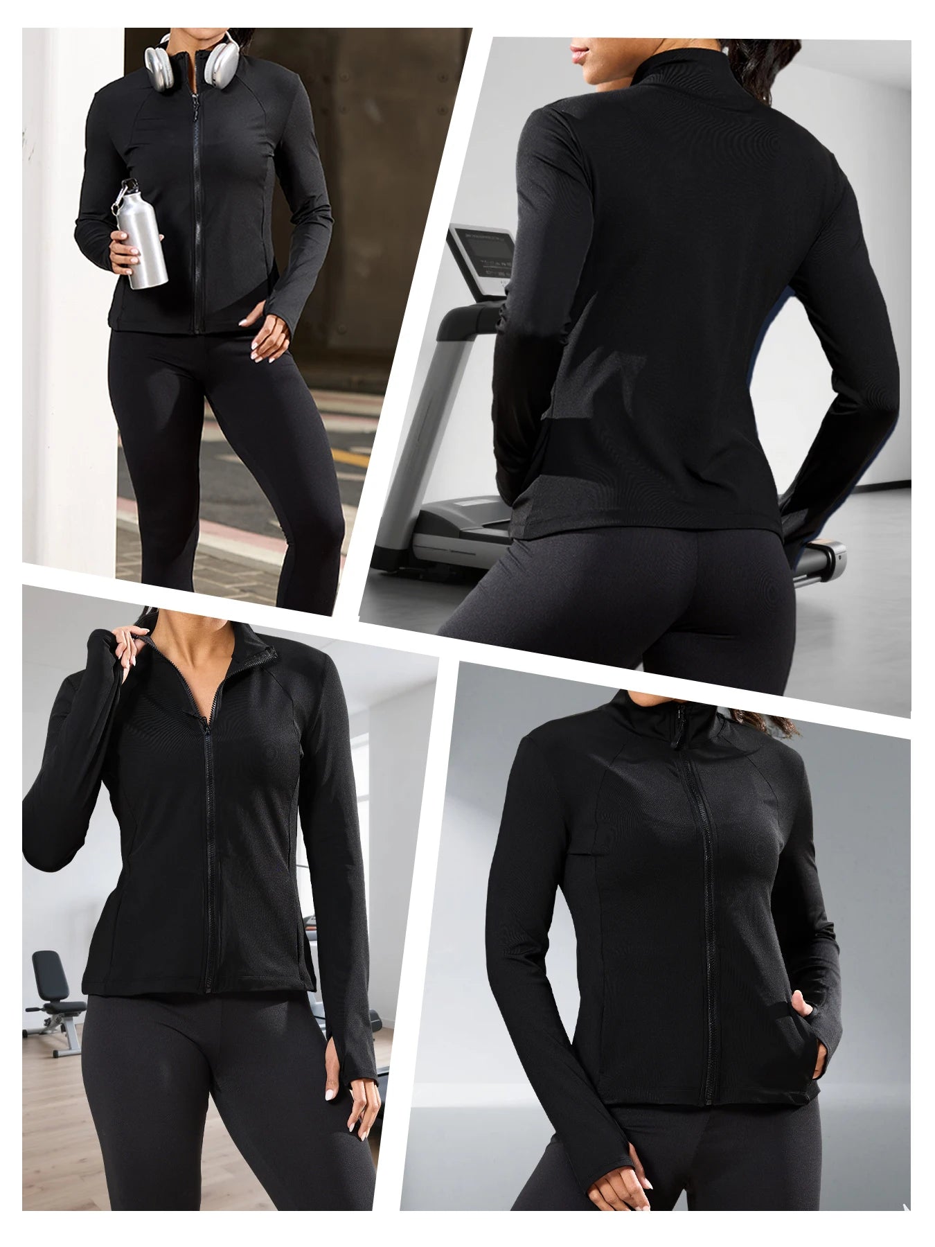 Women's Full Zip Running Jacket with Thumb Holes