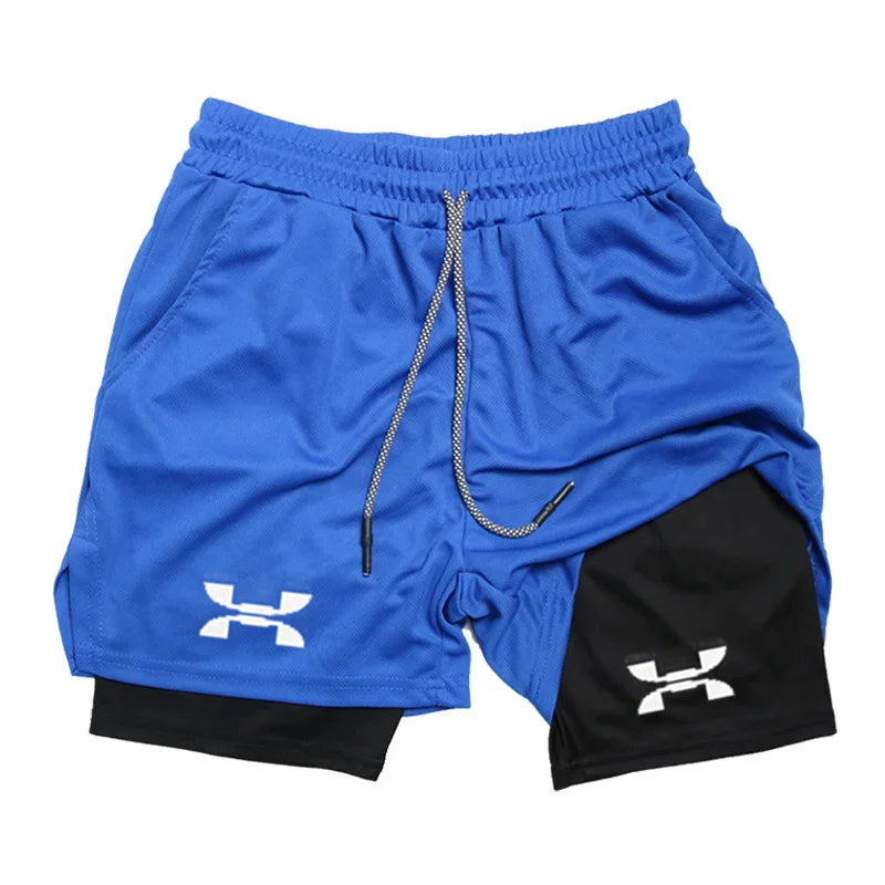 Men's 2-in-1 Running Shorts - Quick Dry Gym Sports Training Shorts