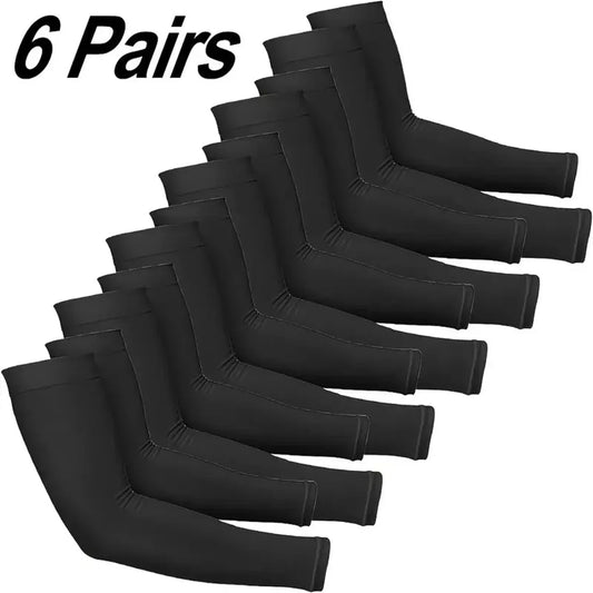 Cooling compression arm sleeves with UV protection for outdoor sports"