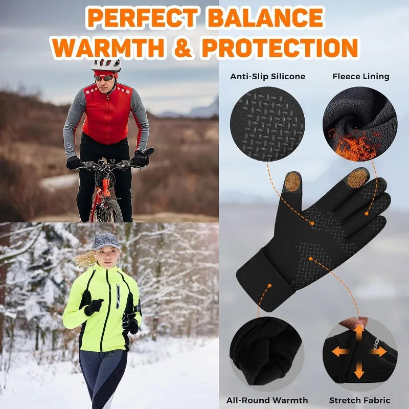 Winter Running Gloves - Touchscreen Windproof Thermal Gloves
