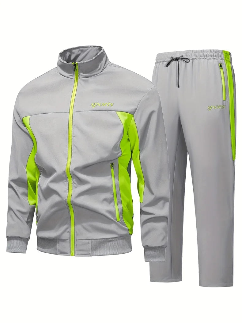 Men's Zip-Up Hooded Tracksuit – Two-Piece Jogging Set