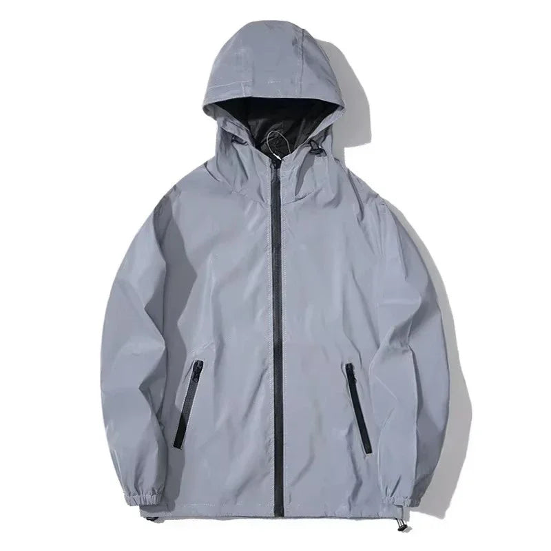 Men's Reflective Running Jacket - High-Visibility Hooded Jacket for Night Running & Cycling