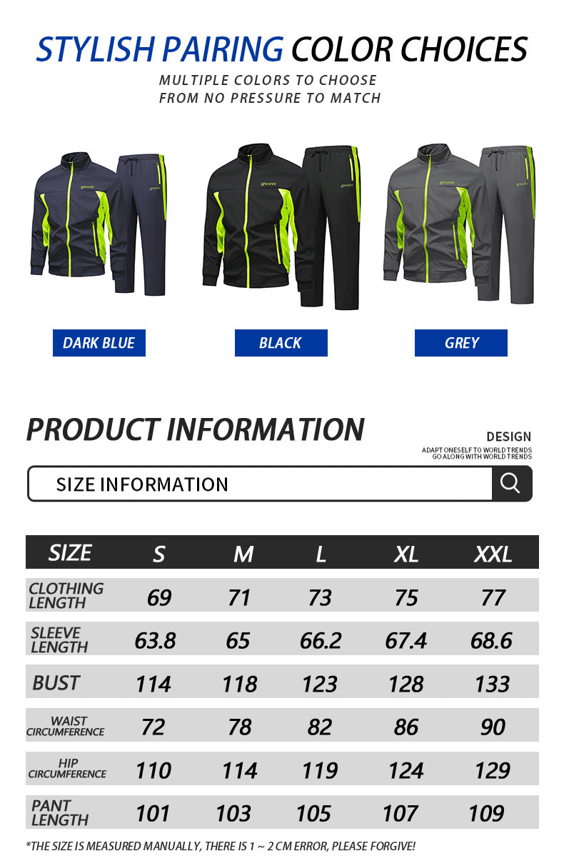 Men's Zip-Up Hooded Tracksuit – Two-Piece Jogging Set